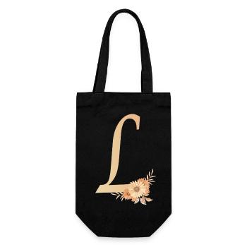 Lettre L avec des fleurs - Sac à bouteille - noir - Devant