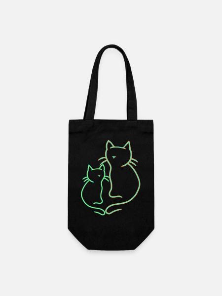 Chat Ados Enfants Chats Vintage 80 ' s Retro - Sac à bouteille - noir