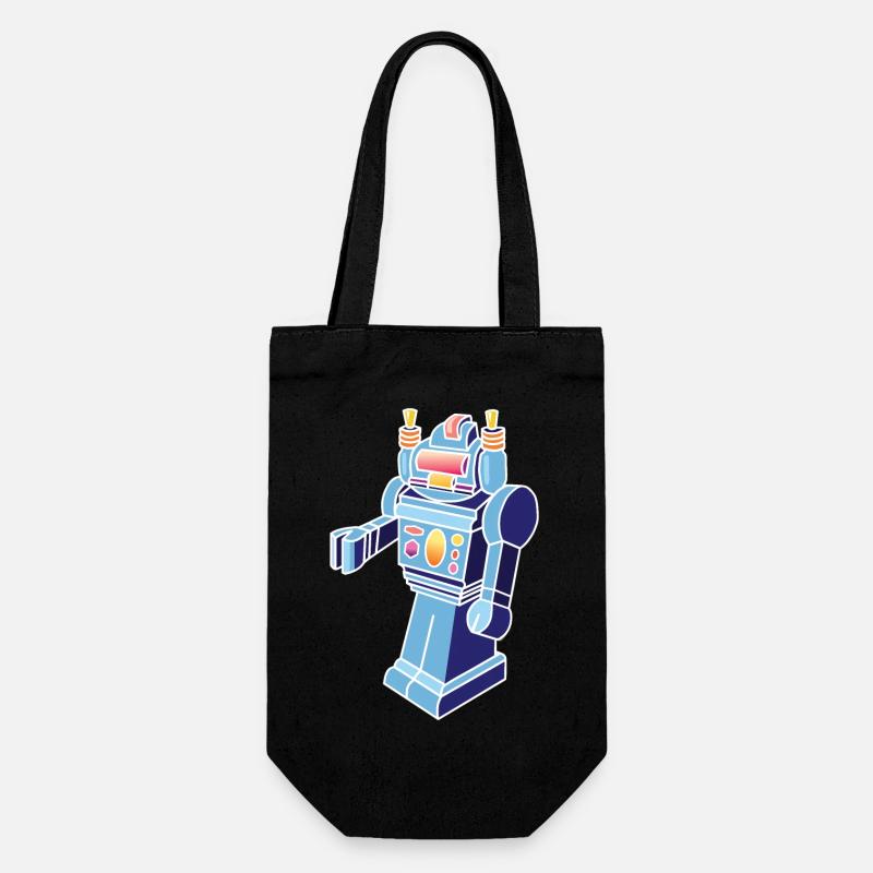 Retro-Roboter - Geschenkbeutel für Flaschen - Schwarz