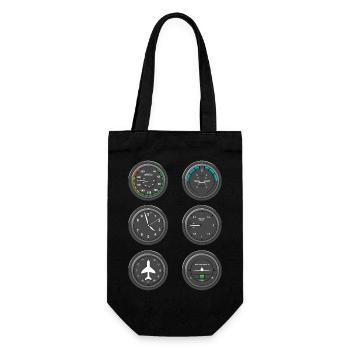 Airplane Flight Instruments - Gift Bag for Bottles - black - Front