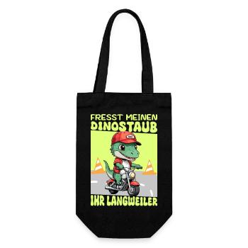 Dinosaurier auf Motorrad - Geschenkbeutel für Flaschen - Schwarz - Vorne