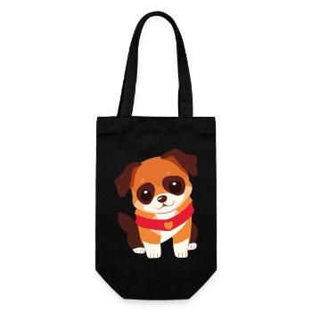 süßer Welpe Hund - Geschenkbeutel für Flaschen - Schwarz - Vorne