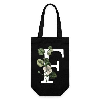 Letter F Green Botanical - Gift Bag for Bottles - black - Front