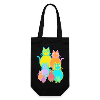 80s 90s Cats Cat Family Kids Child - Gift Bag for Bottles - black - Front