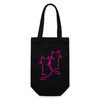 80s 90s Retro Vintage Cats Cat Kitten - Gift Bag for Bottles - black - Front