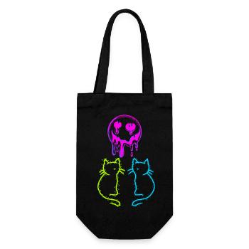 80er 90er Retro Katzen Sonne Vintage Katzen - Geschenkbeutel für Flaschen - Schwarz - Vorne