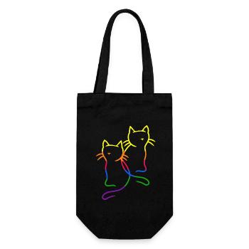 années 80 années 90 Rétro Chats Arc-en-ciel Chat LGBT - Sac à bouteille - noir - Devant