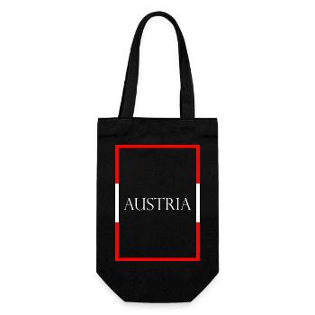 Österreich Austria, Statement Schriftzug mit Fahne - Geschenkbeutel für Flaschen - Schwarz - Vorne