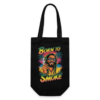 Born To Smoke - Rasta Humor Und Cannabis - Geschenkbeutel für Flaschen - Schwarz - Vorne