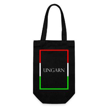 Ungarn Statement Schriftzug mit Fahne - Geschenkbeutel für Flaschen - Schwarz - Vorne