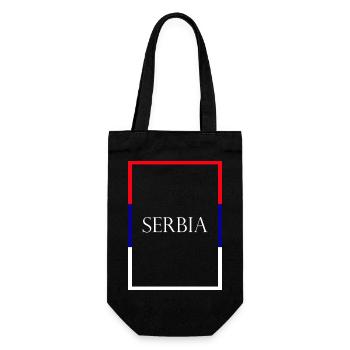 Serbie Serbie, Lettrage de déclaration avec drapeau - Sac à bouteille - noir - Devant