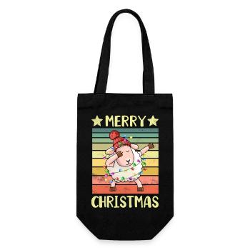 Frohe Weihnachten Schaf - Geschenkbeutel für Flaschen - Schwarz - Vorne