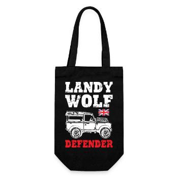 Landy Wolf Defender - Geschenkbeutel für Flaschen - Schwarz - Vorne