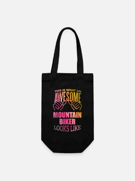 Mountainbiker, Mountainbiker, Mountainbiker, Mountainbiker - Geschenkbeutel für Flaschen - Schwarz