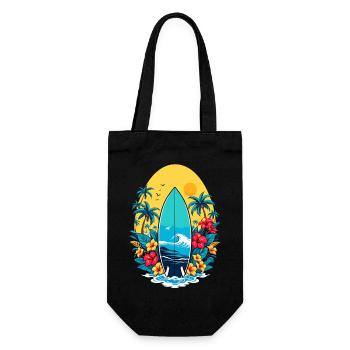 Stylisches Surfbrett - Geschenkbeutel für Flaschen - Schwarz - Vorne