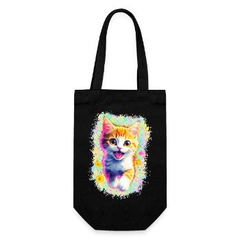 Happy Kitten 🌼🌸 - Gift Bag for Bottles - black - Front