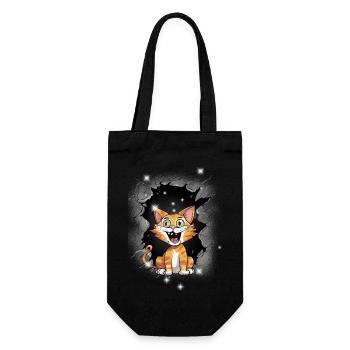 Katze Katzen Kätzchen mystisch - Geschenkbeutel für Flaschen - Schwarz - Vorne
