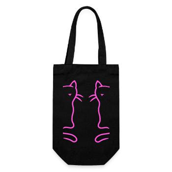 Retro Katzen Vintagge 90er 80er Katze Kinder - Geschenkbeutel für Flaschen - Schwarz - Vorne
