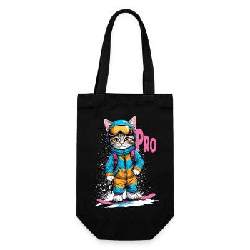 Snowboarding Kitty Pro - Geschenkbeutel für Flaschen - Schwarz - Vorne