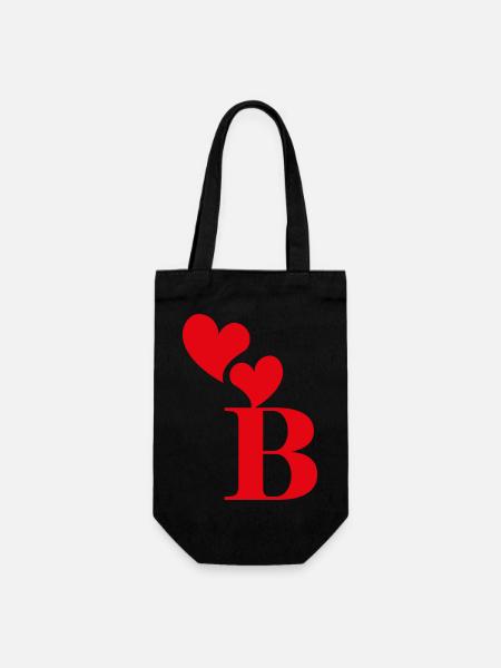 Lettre b cœur rouge - Sac à bouteille - noir