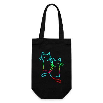 80er 90edr Rretro Vintage Katzen Katze Kätzchen - Geschenkbeutel für Flaschen - Schwarz - Vorne