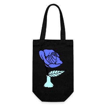 Schöne Rose Vase Blüte Blatt Röschen Romantisch - Geschenkbeutel für Flaschen - Schwarz - Vorne