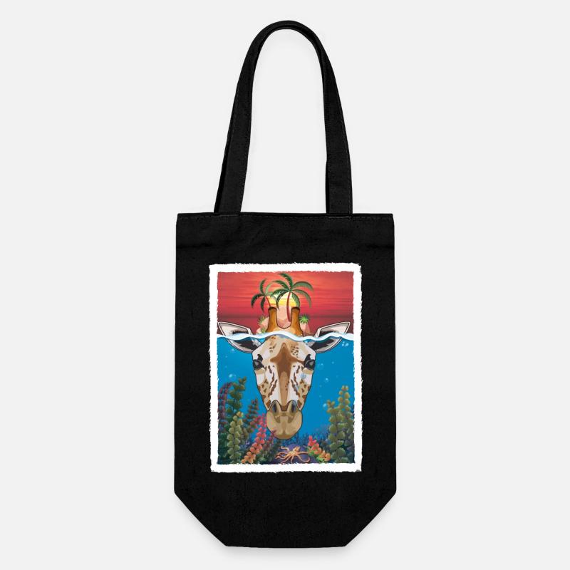 Giraffe unter Wasser 2 - Geschenkbeutel für Flaschen - Schwarz