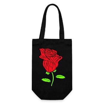 Hübsche Schöne Rose Blüte Blatt Röschen Romantisch - Geschenkbeutel für Flaschen - Schwarz - Vorne