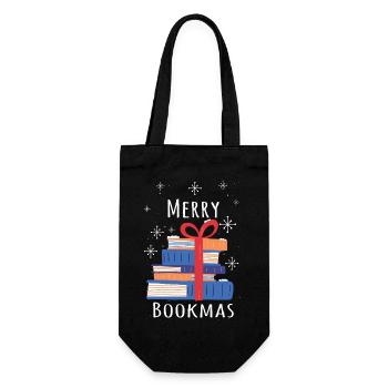 Merry Bookmas - Holiday Cheer for Book Lovers - Gift Bag for Bottles - black - Front