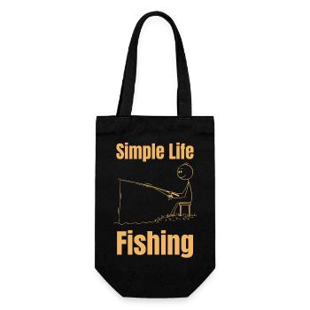 Simple Life Fishing - Stickman Style - Gift Bag for Bottles - black - Front