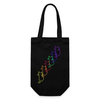 80er 90er Retro LGBT Regenbogen Katzen - Geschenkbeutel für Flaschen - Schwarz - Vorne