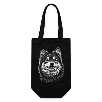 Finnish Lapphund Portrait Dog Dog - Gift Bag for Bottles - black - Front