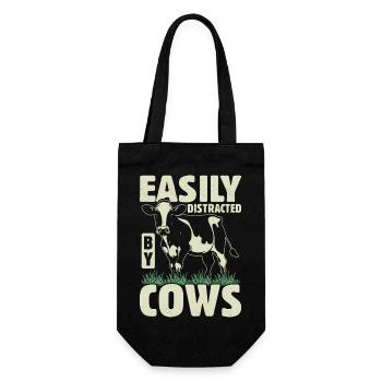 Cow Lover Funny Farmer Quote Cows - Gift Bag for Bottles - black - Front