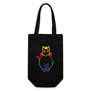 LGBT Regenbogen Katze Gay Pride Regenbogenfahne - Geschenkbeutel für Flaschen - Schwarz - Vorne