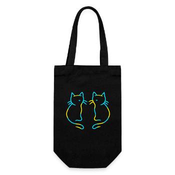 80er 90er Retro Katzen Katze Vintage - Geschenkbeutel für Flaschen - Schwarz - Vorne