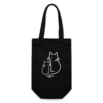 Katze Katzen Retro 80er 90er Vintage - Geschenkbeutel für Flaschen - Schwarz - Vorne