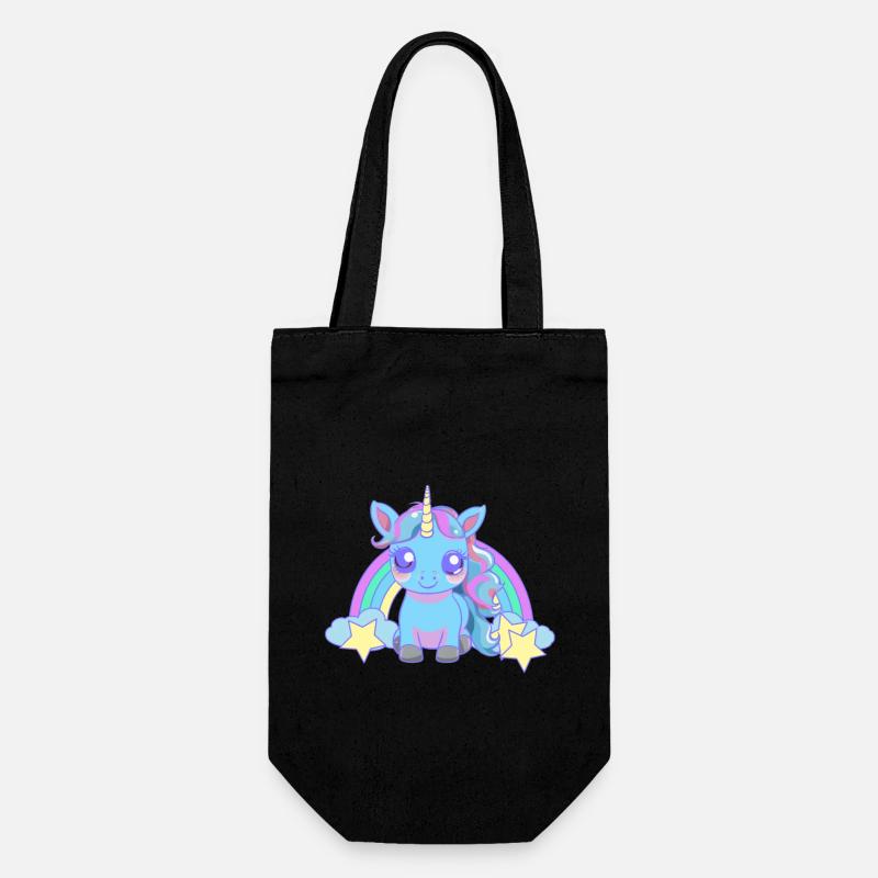 Einhorn Pferd Pferde - Geschenkbeutel für Flaschen - Schwarz