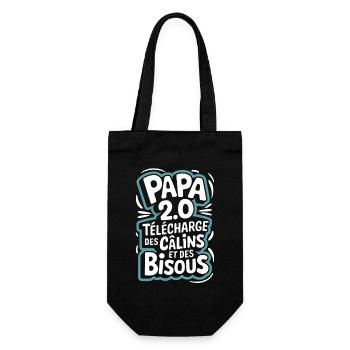 Papa 2.0 télécharge des câlins et des bisous - Sac à bouteille - noir - Devant