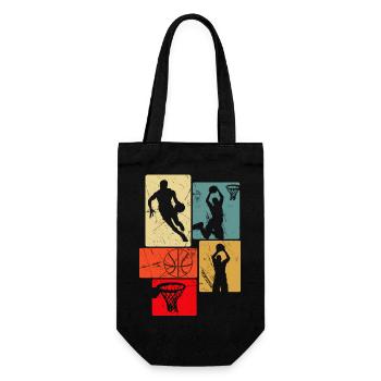 Basketball im Retro-Stil - Geschenkbeutel für Flaschen - Schwarz - Vorne