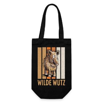 Wilde Wutz Wildschwein Vintage - Geschenkbeutel für Flaschen - Schwarz - Vorne