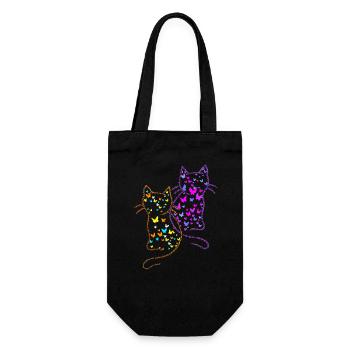 80s 90s Cats Cat Butterflies Insects - Gift Bag for Bottles - black - Front
