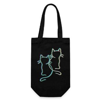 80er 90er Retro Katzen Frühling Katze Vintage - Geschenkbeutel für Flaschen - Schwarz - Vorne