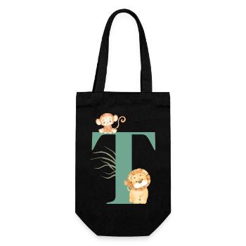 Letter t green jungle animals - Gift Bag for Bottles - black - Front
