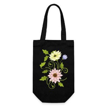 Flowers - Gift Bag for Bottles - black - Front
