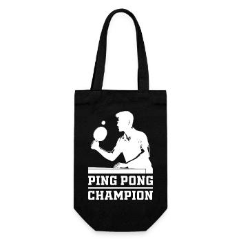 Champion Ping Pong Spruch Geschenk Sport - Geschenkbeutel für Flaschen - Schwarz - Vorne