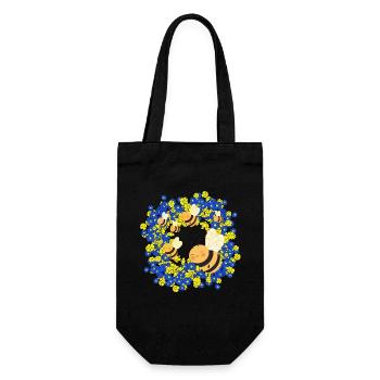Sommer Bienen Biene Blumen Blüten Insekt - Geschenkbeutel für Flaschen - Schwarz - Vorne