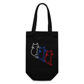 80er 90er Retro Katzen Katze Vintage - Geschenkbeutel für Flaschen - Schwarz - Vorne