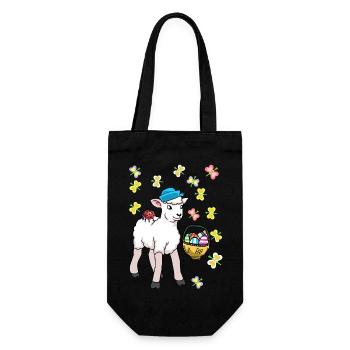 80s Easter Sheep Sheep Easter Eggs Lamb Kids - Gift Bag for Bottles - black - Front