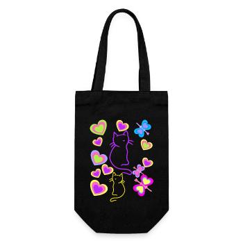 80s 90s Retro Cat Cats Kids Child Vintage - Gift Bag for Bottles - black - Front