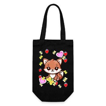 80s 90s Fox Foxes Kids Vintage Retro - Gift Bag for Bottles - black - Front